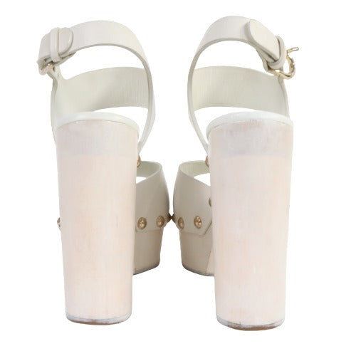 JIL SANDER NAVY Leather Sandals White SS Size 36 1/2