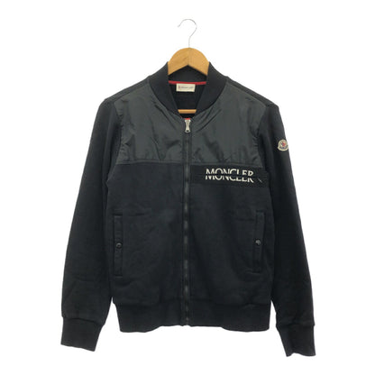 MONCLER Black Cotton Polyamide Logo Cardigan Size 14