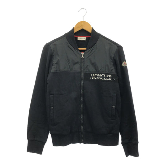 MONCLER Black Cotton Polyamide Logo Cardigan Size 14