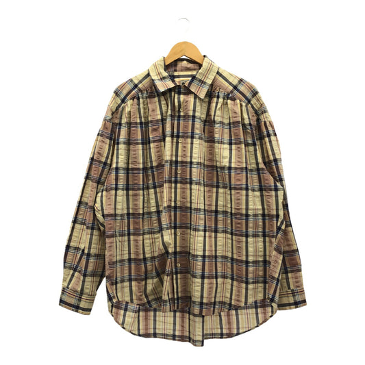 AiE Cotton Seersucker Plaid Painter Shirt Size M