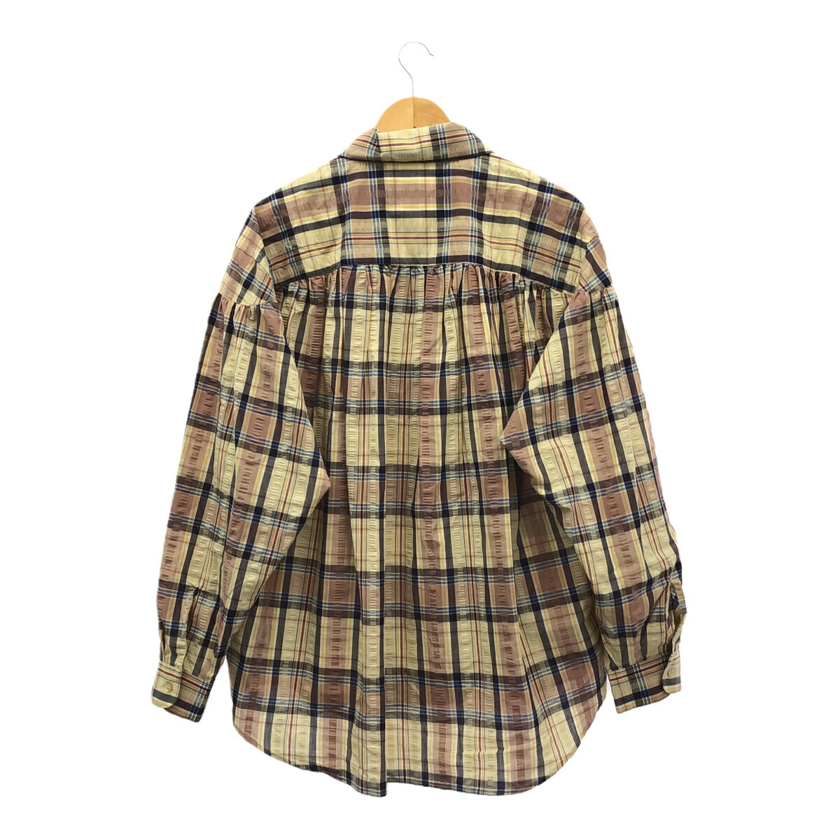 AiE Cotton Seersucker Plaid Painter Shirt Size M