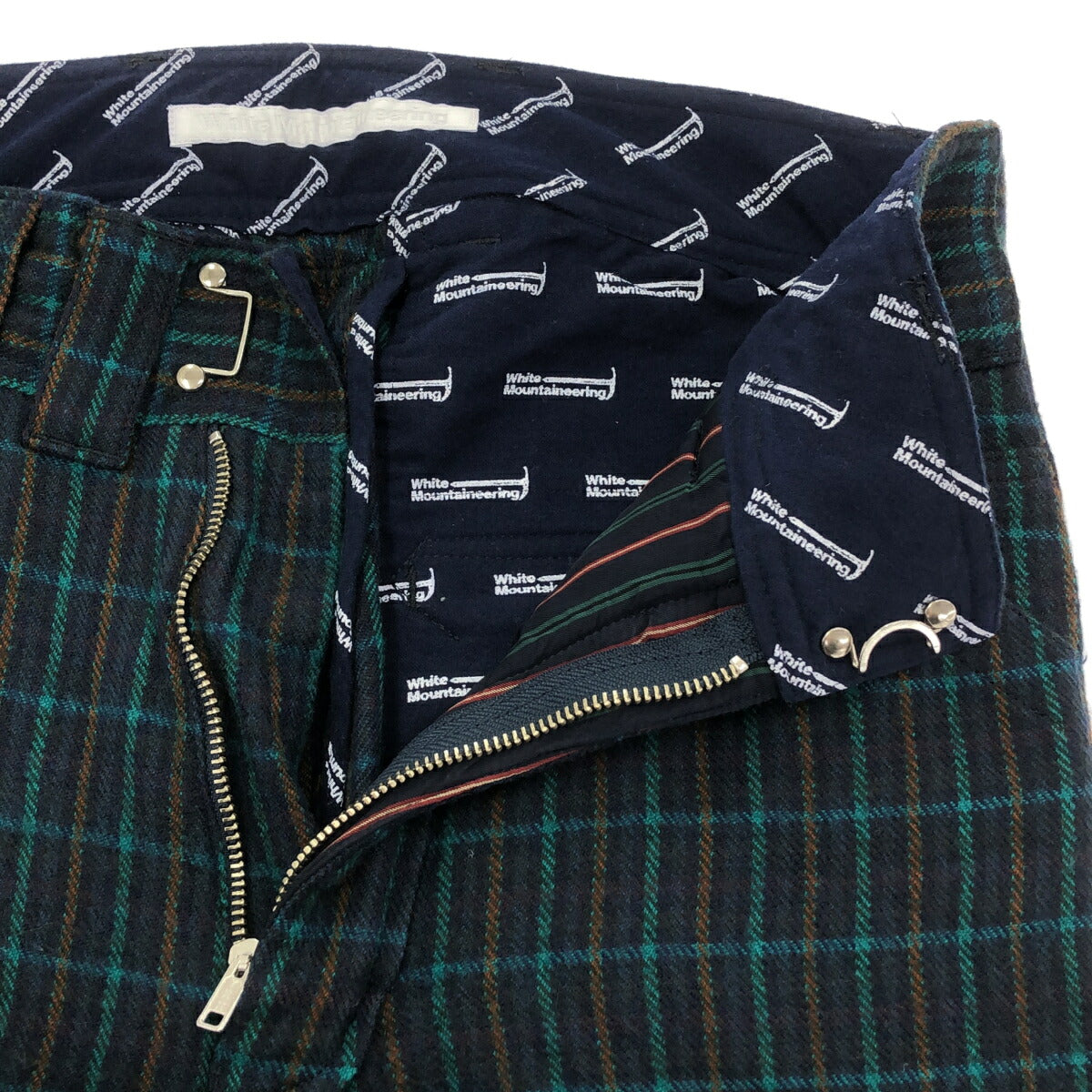 WHITE MOUNTAINEERING 10AW Green Blue Check Wool Pants Size M