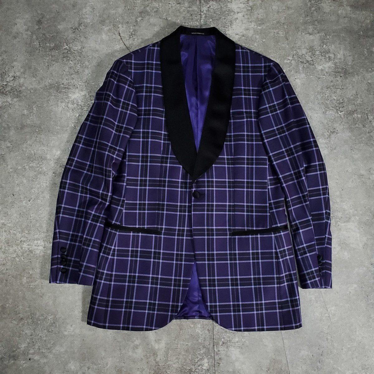 Takizawa Shigeru Purple Check Pattern Party Jacket Size 48
