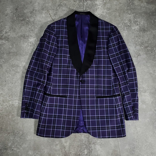 Takizawa Shigeru Purple Check Pattern Party Jacket Size 48