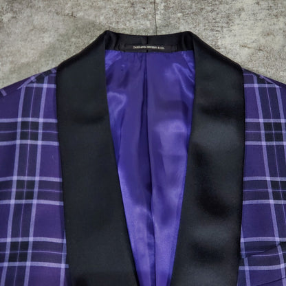 Takizawa Shigeru Purple Check Pattern Party Jacket Size 48