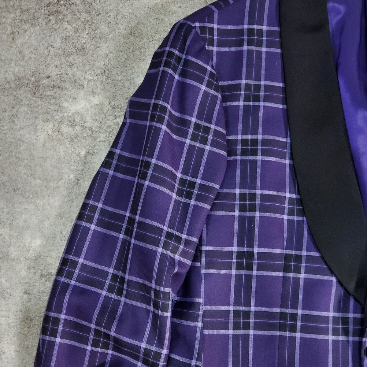 Takizawa Shigeru Purple Check Pattern Party Jacket Size 48