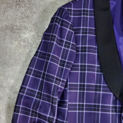 Takizawa Shigeru Purple Check Pattern Party Jacket Size 48