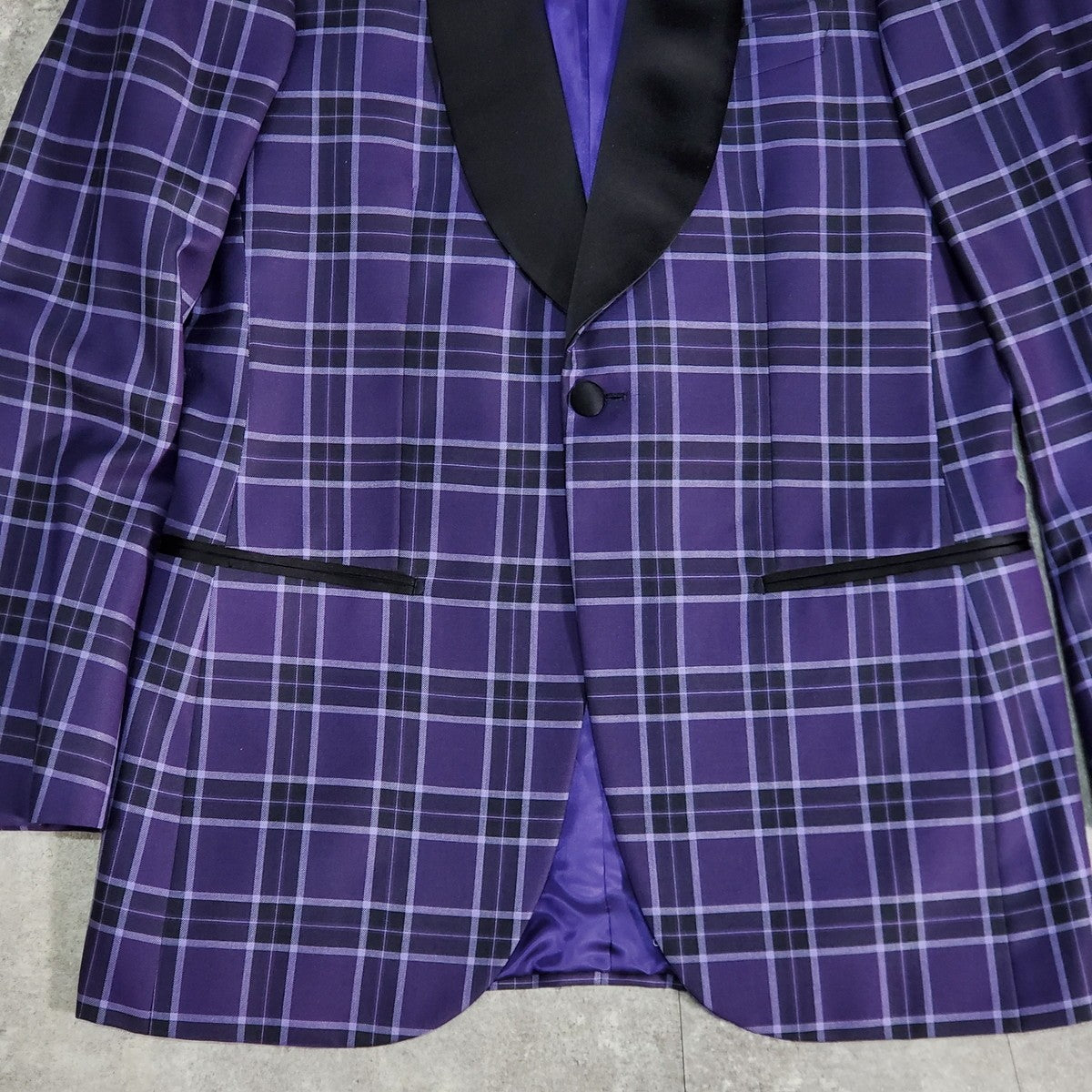 Takizawa Shigeru Purple Check Pattern Party Jacket Size 48