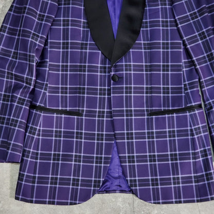 Takizawa Shigeru Purple Check Pattern Party Jacket Size 48