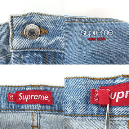 Supreme Baggy Washed Indigo Jeans Blue Size 34
