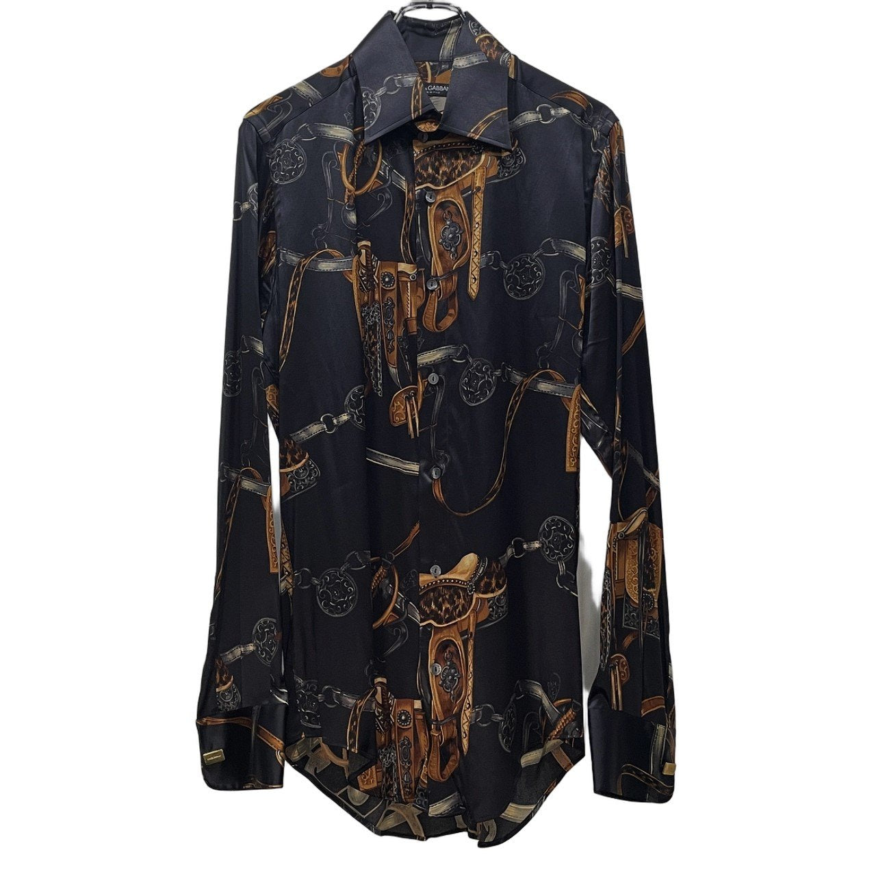 Dolce & Gabbana Silk All-Over Print Cufflinks Dress Size 40