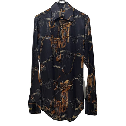 Dolce & Gabbana Silk All-Over Print Cufflinks Dress Size 40