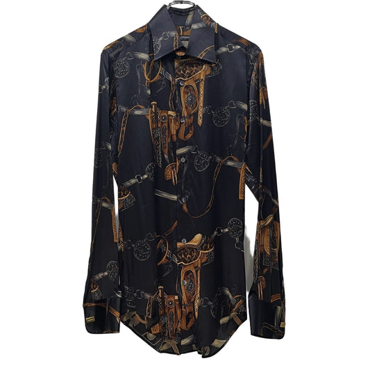 Dolce & Gabbana Silk All-Over Print Cufflinks Dress Size 40