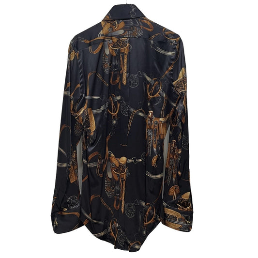 Dolce & Gabbana Silk All-Over Print Cufflinks Dress Size 40