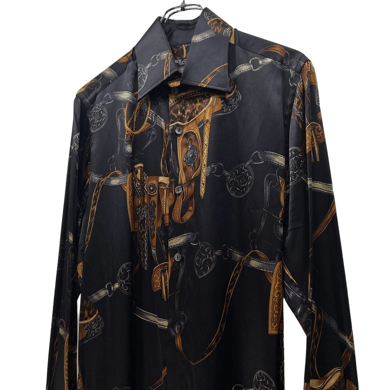 Dolce & Gabbana Silk All-Over Print Cufflinks Dress Size 40