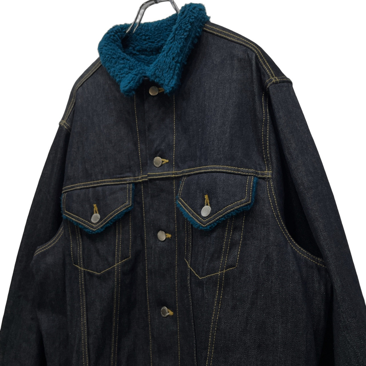 FACETASM Oversized Indigo Denim Boa Jacket Blue Size 2