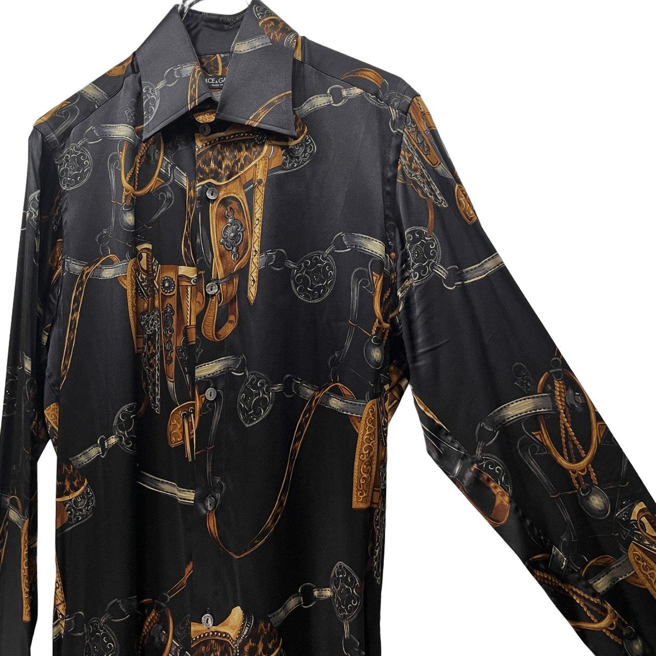 Dolce & Gabbana Silk All-Over Print Cufflinks Dress Size 40