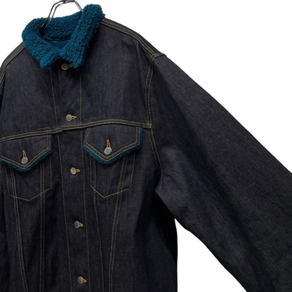 FACETASM Oversized Indigo Denim Boa Jacket Blue Size 2
