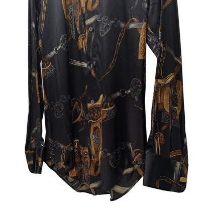 Dolce & Gabbana Silk All-Over Print Cufflinks Dress Size 40