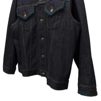 FACETASM Oversized Indigo Denim Boa Jacket Blue Size 2