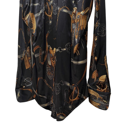 Dolce & Gabbana Silk All-Over Print Cufflinks Dress Size 40