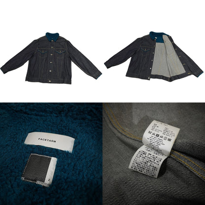 FACETASM Oversized Indigo Denim Boa Jacket Blue Size 2