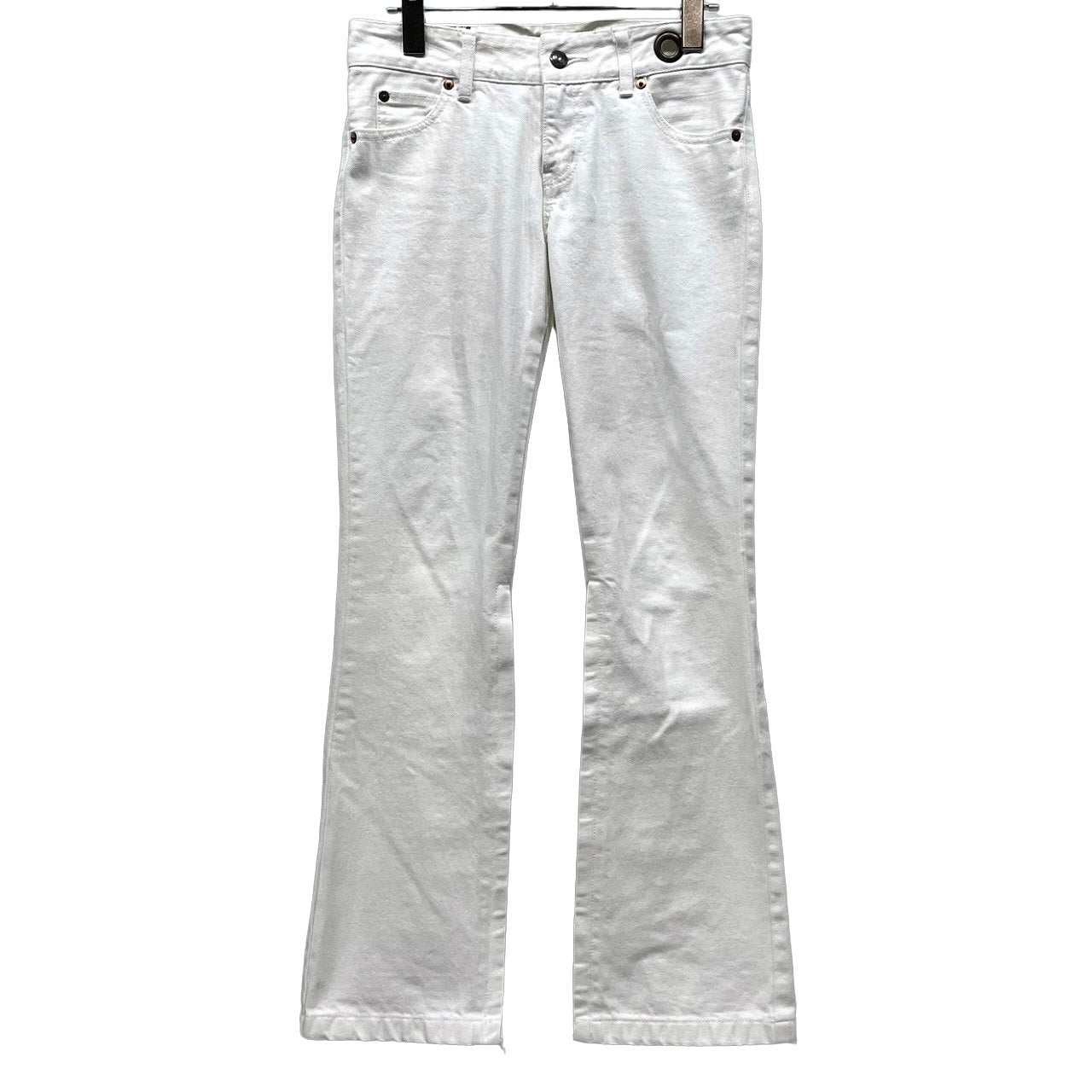 L.G.B. White Denim Hem Zip Flare Jeans Size 25