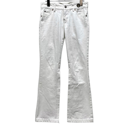 L.G.B. White Denim Hem Zip Flare Jeans Size 25