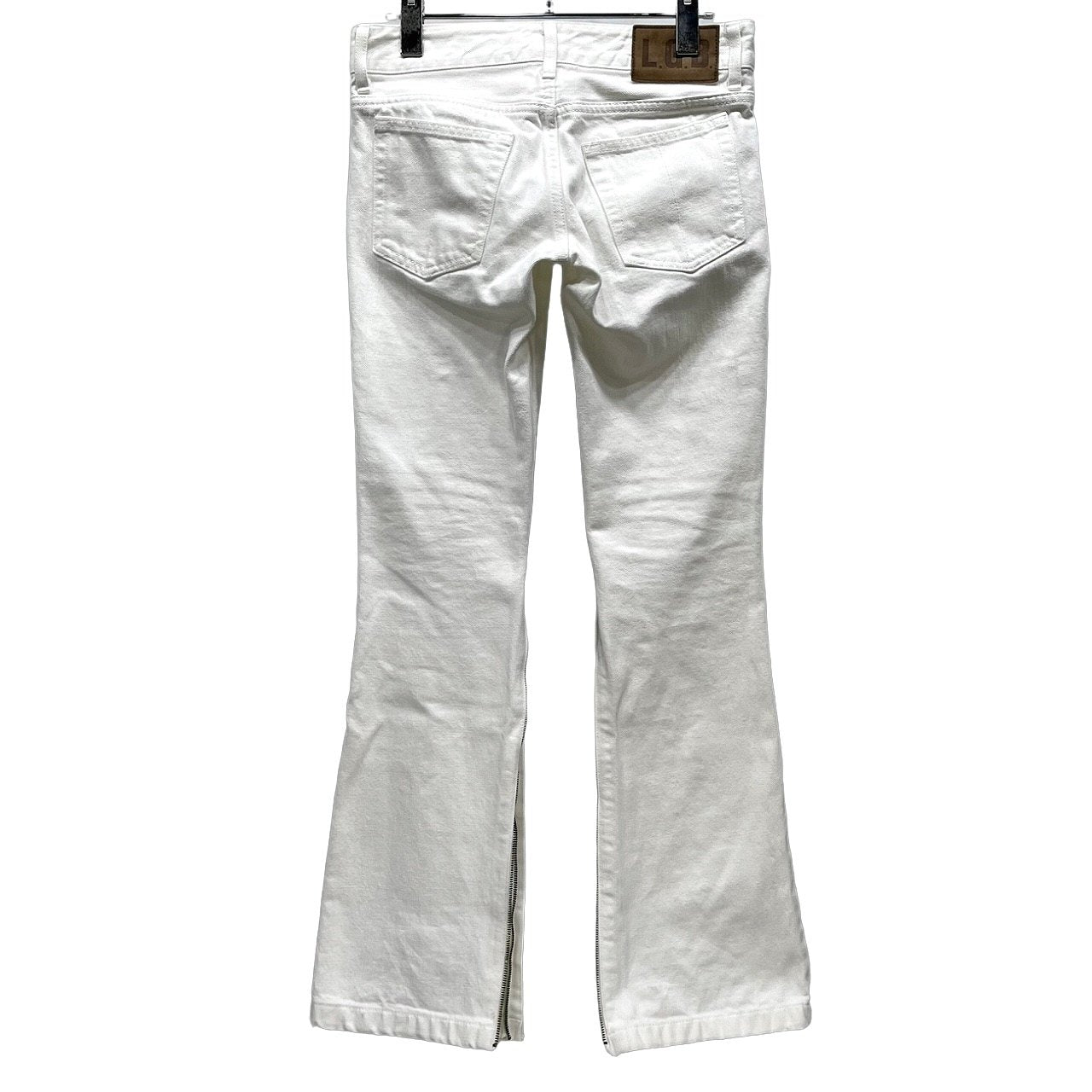 L.G.B. White Denim Hem Zip Flare Jeans Size 25
