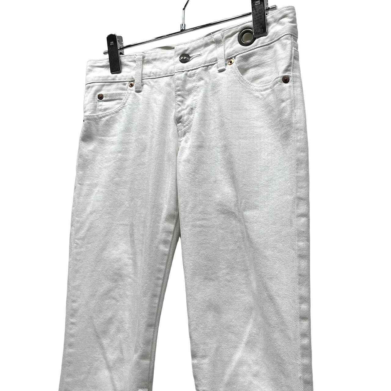 L.G.B. White Denim Hem Zip Flare Jeans Size 25