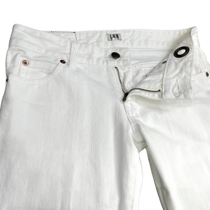 L.G.B. White Denim Hem Zip Flare Jeans Size 25