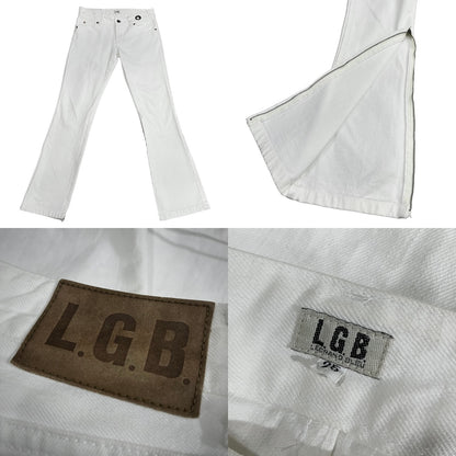 L.G.B. White Denim Hem Zip Flare Jeans Size 25