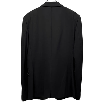RICHMOND Leather Peaked Lapel Stud 1B Wool Blazer Size 50