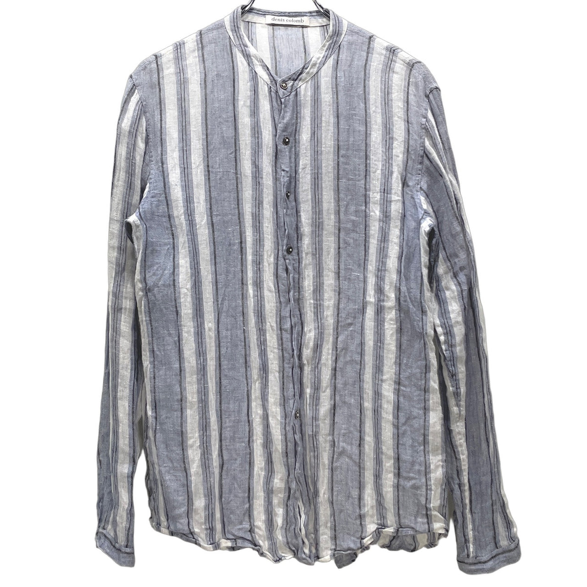 SXR Handwoven Stripe Linen Band Collar Shirt Size XS