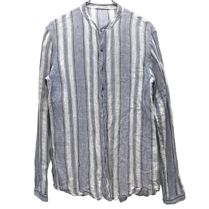 SXR Handwoven Stripe Linen Band Collar Shirt Size XS