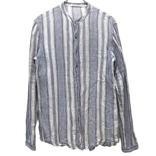 SXR Handwoven Stripe Linen Band Collar Shirt Size XS