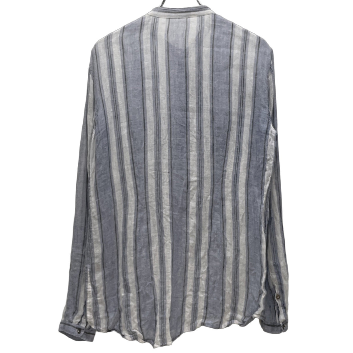 SXR Handwoven Stripe Linen Band Collar Shirt Size XS