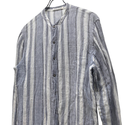 SXR Handwoven Stripe Linen Band Collar Shirt Size XS