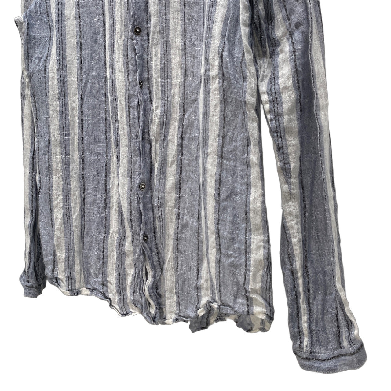 SXR Handwoven Stripe Linen Band Collar Shirt Size XS