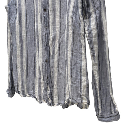 SXR Handwoven Stripe Linen Band Collar Shirt Size XS