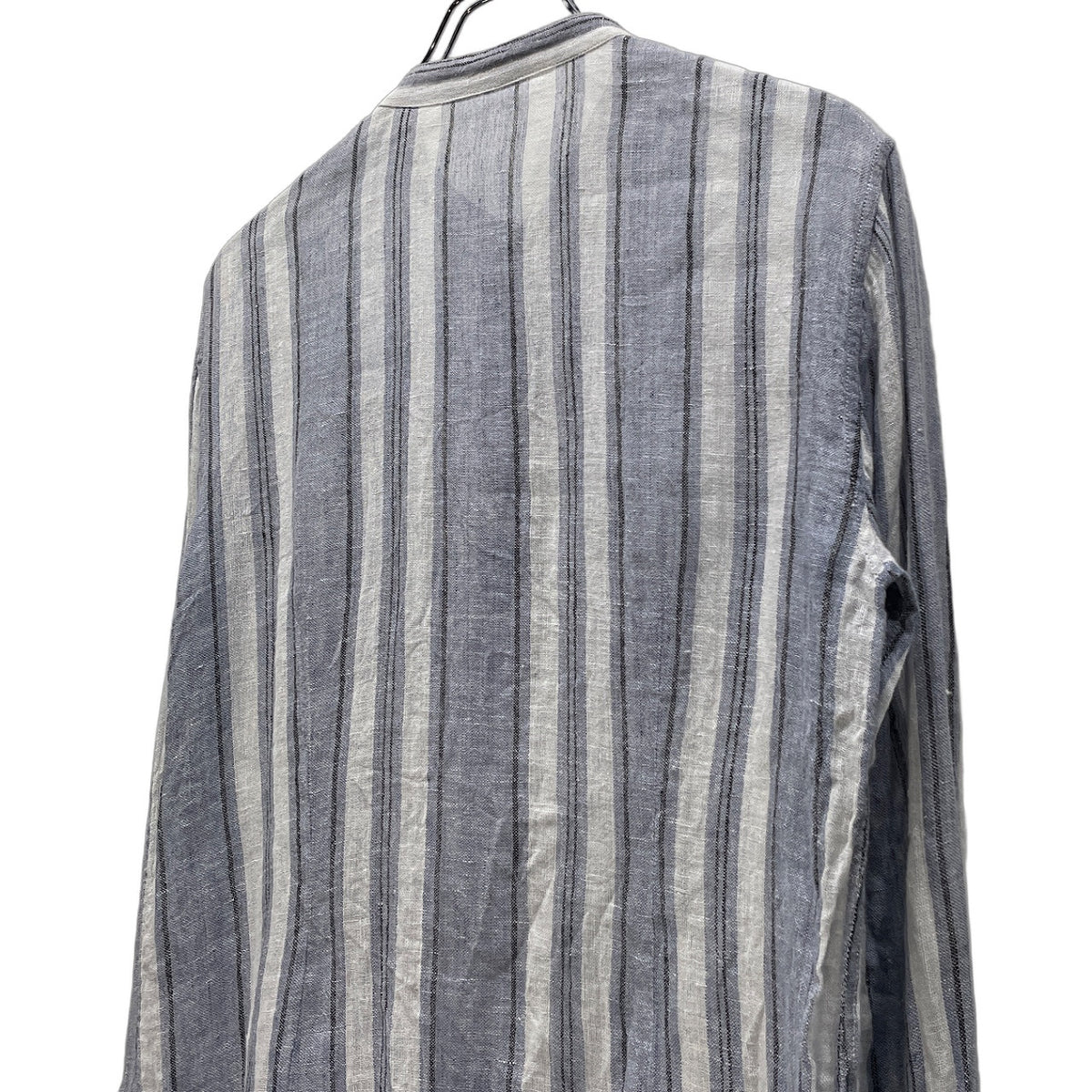 SXR Handwoven Stripe Linen Band Collar Shirt Size XS