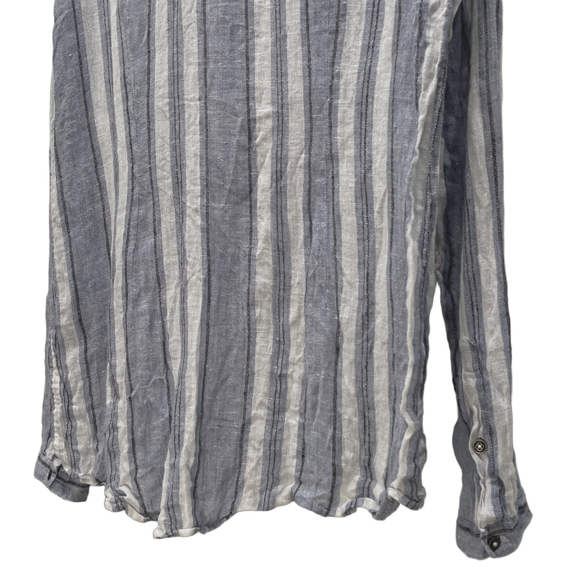 SXR Handwoven Stripe Linen Band Collar Shirt Size XS