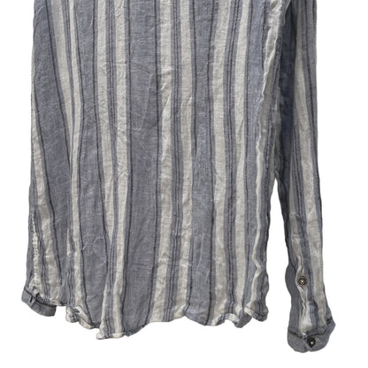 SXR Handwoven Stripe Linen Band Collar Shirt Size XS