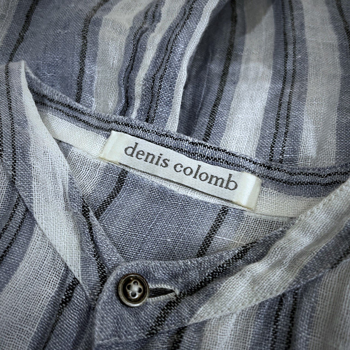 SXR Handwoven Stripe Linen Band Collar Shirt Size XS