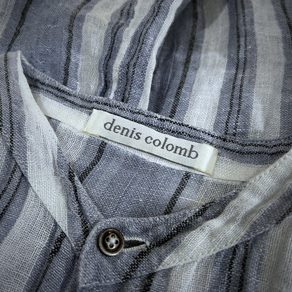 SXR Handwoven Stripe Linen Band Collar Shirt Size XS