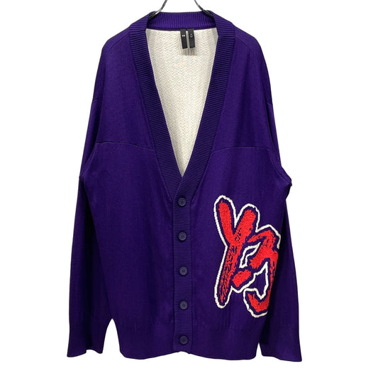 Y-3 Logo Jacquard Oversized Knit Cardigan Purple Size XS