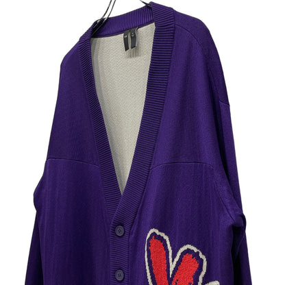 Y-3 Logo Jacquard Oversized Knit Cardigan Purple Size XS