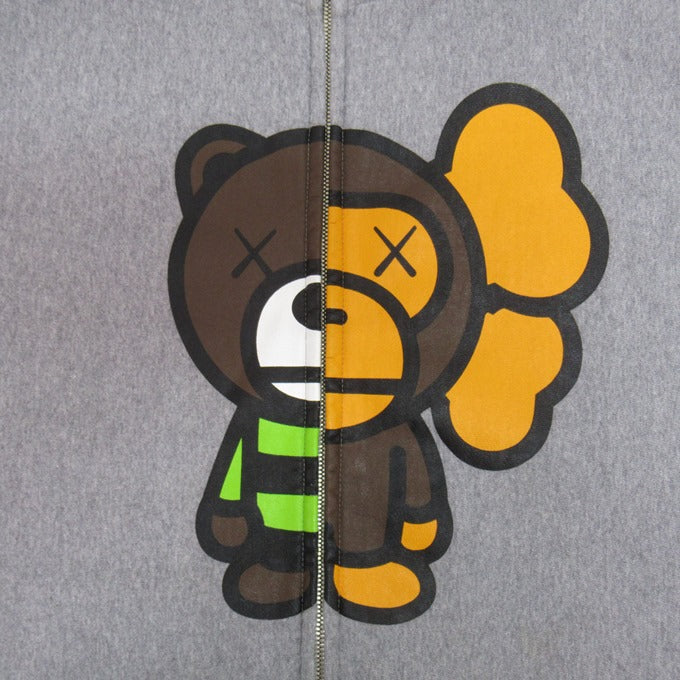 A BATHING APE x KAWS Baby Milo Zip Hoodie Gray Size L