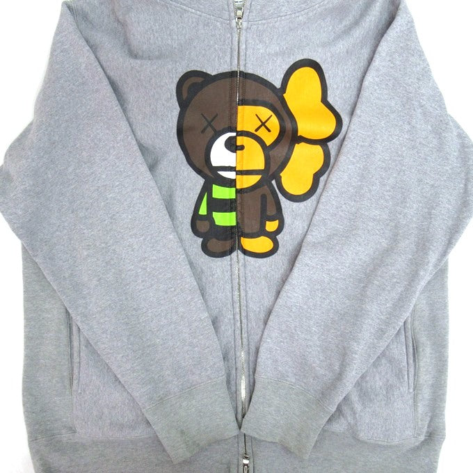A BATHING APE x KAWS Baby Milo Zip Hoodie Gray Size L