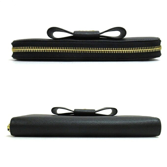 PRADA SAFFIANO FLOCCO Saffiano Wallet Black Size ONE SIZE